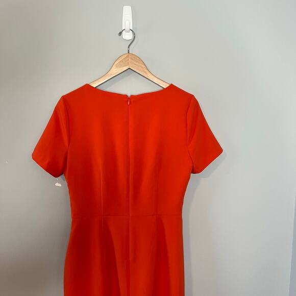 Maggy London Orange SS Side Tie Drape Sheath Dress US Size 8 - Picture 11 of 16